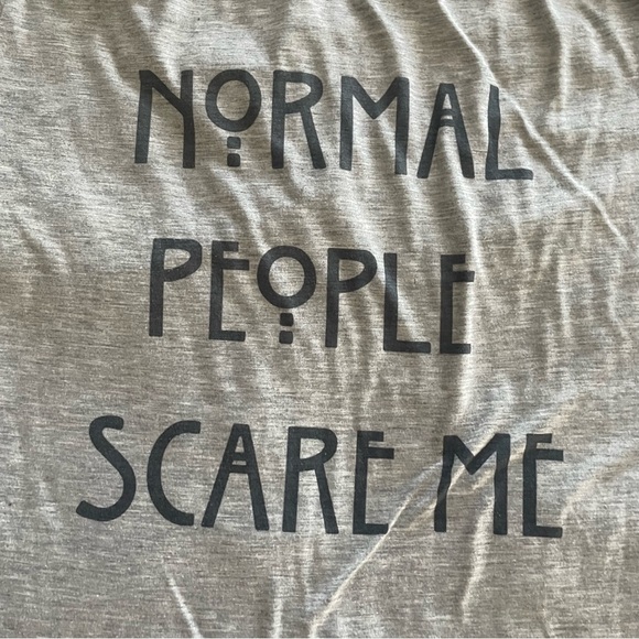 Womens Normal People Scare Me Graphic Tshirt Tee Short Sleeve Size Medium Gray - Picture 2 of 4